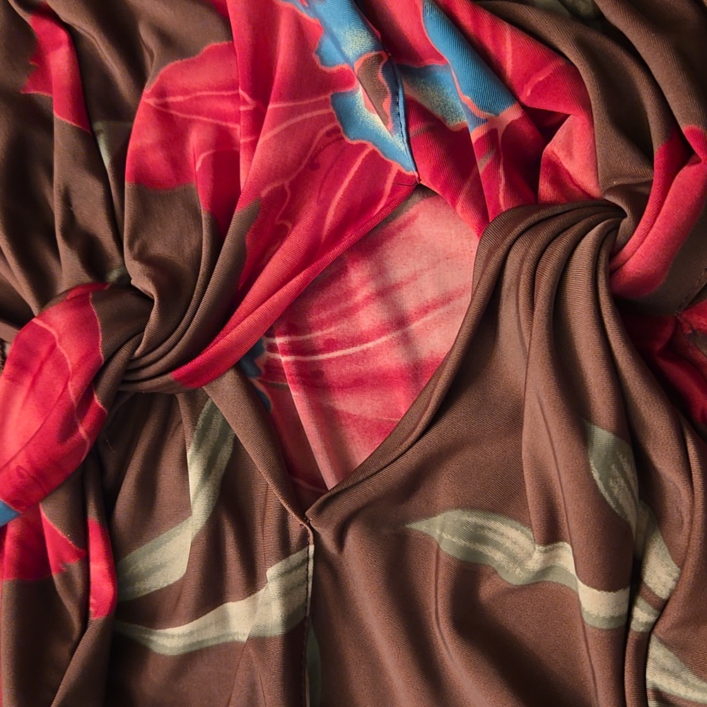 Prada Asymmetrical Dress in Pink and Brown Floral - Picture 6 of 11